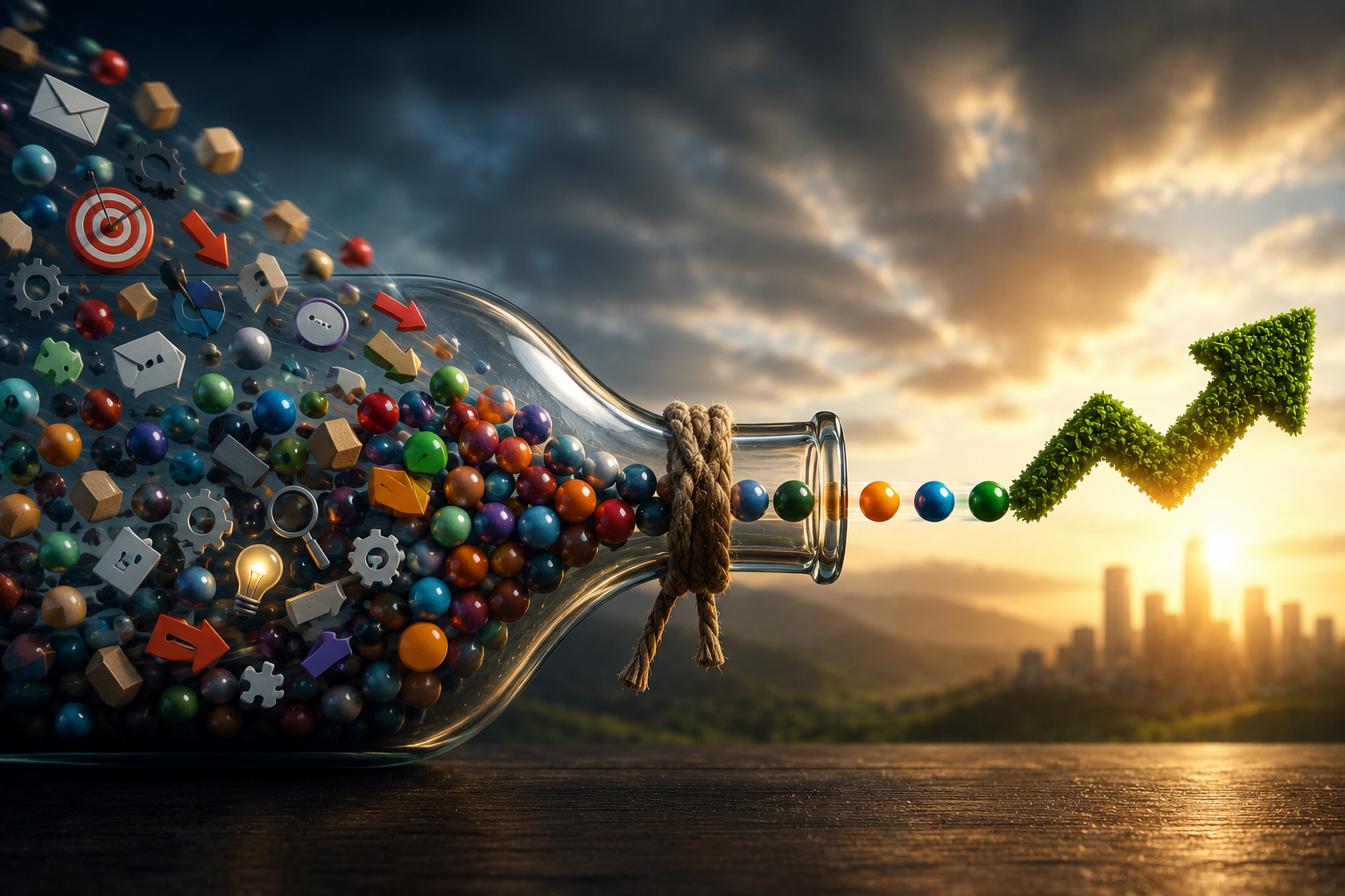 A narrowed bottleneck restricting flow — the constraint limiting business growth