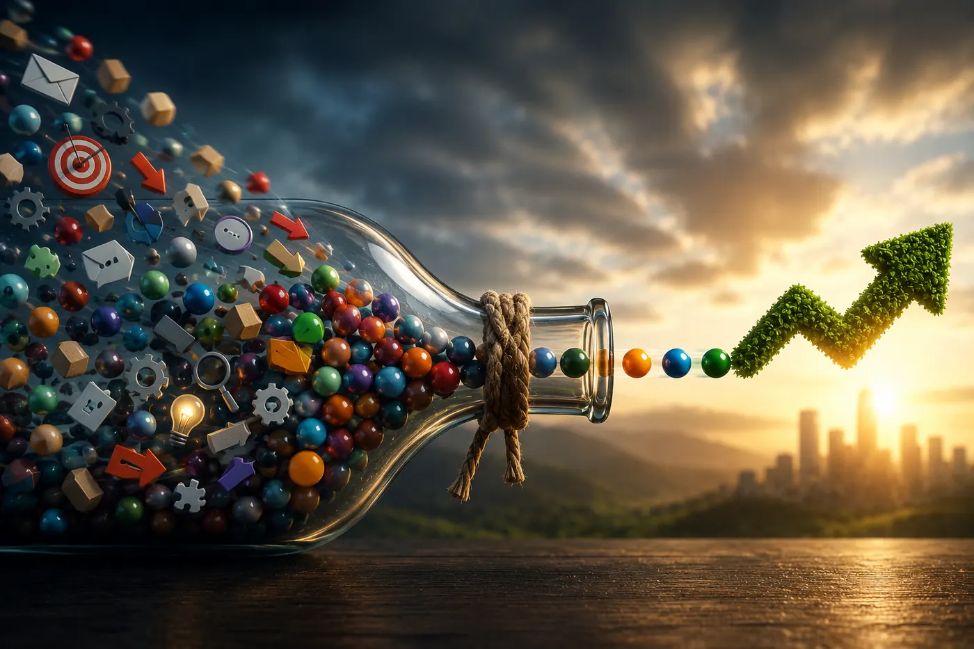 A narrowed bottleneck restricting flow — the constraint limiting business growth