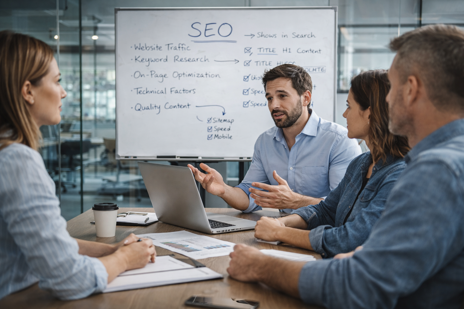 Denver SEO strategy meeting focused on rankings, content, and technical improvements